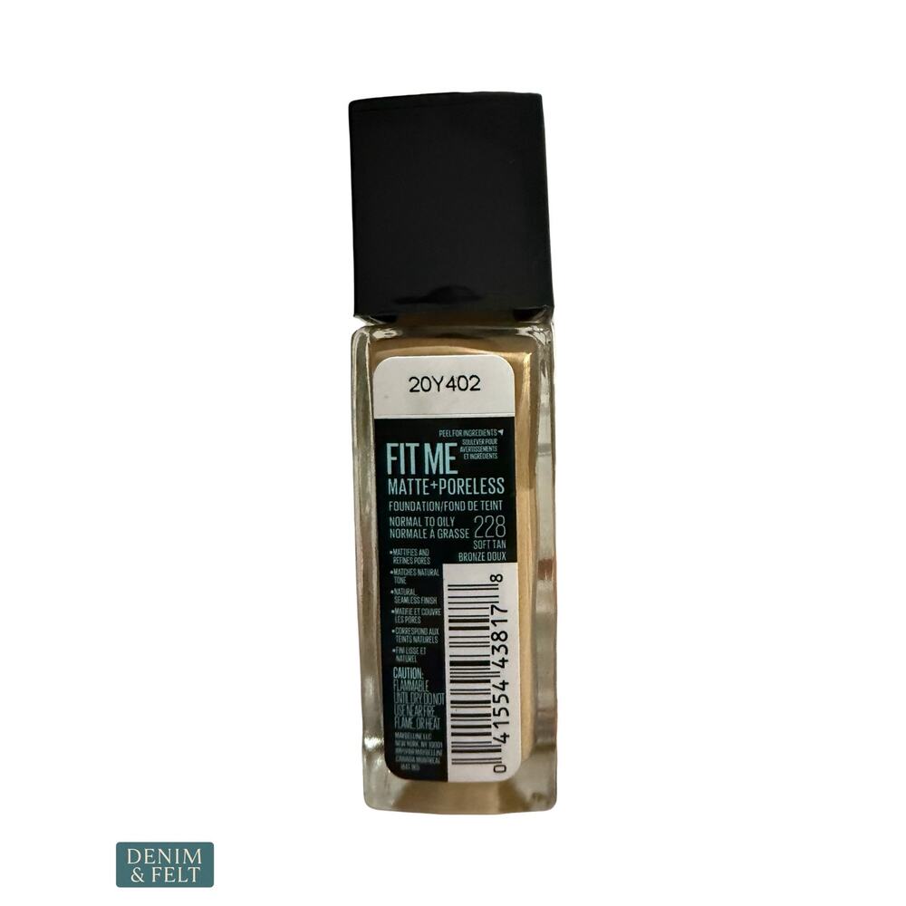 NEW Maybelline‎ Fit Me Matte Poreless Foundation Soft Tan Oil Free Natural Matte - Picture 6 of 8